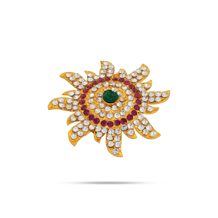 Stone Sun And Moon Pair - 2.5 Inches | Multicolour Stone Sun Moon/ Hair Accessories for Deity - Head & Face Accessories