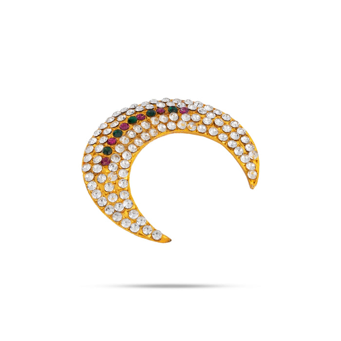 Stone Sun And Moon Pair - 2.5 Inches | Multicolour Stone Sun Moon/ Hair Accessories for Deity - Head & Face Accessories