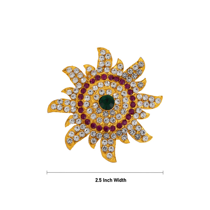 Stone Sun And Moon Pair - 2.5 Inches | Multicolour Stone Sun Moon/ Hair Accessories for Deity - Head & Face Accessories