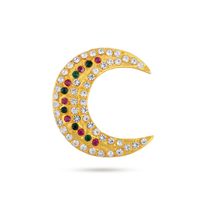 Stone Sun And Moon Pair - 2 x 1.75 Inches | Hair Accessories/ Sun Moon Stone Jewellery For Deity - Head & Face Accessories