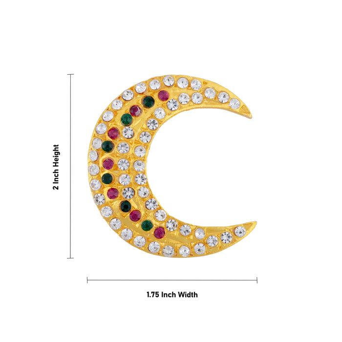 Stone Sun And Moon Pair - 2 x 1.75 Inches | Hair Accessories/ Sun Moon Stone Jewellery For Deity - Head & Face Accessories