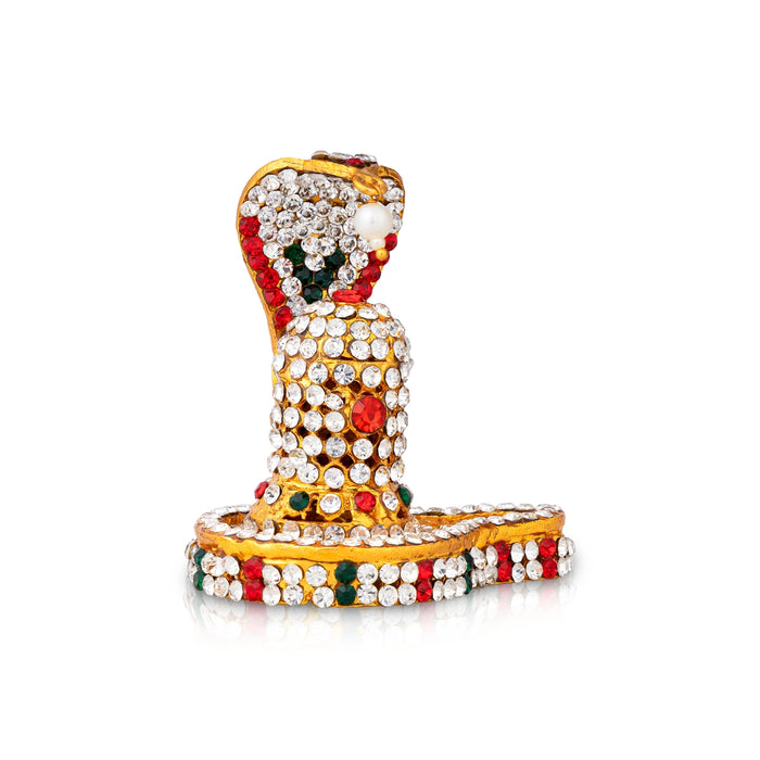 Shiv Ling Murti With Nagam- 2.75 x 2.25 Inch | Multicolour Stone Shiv Ling Idol/ Shiva Lingam Statue For Pooja - Gold Polish Murties