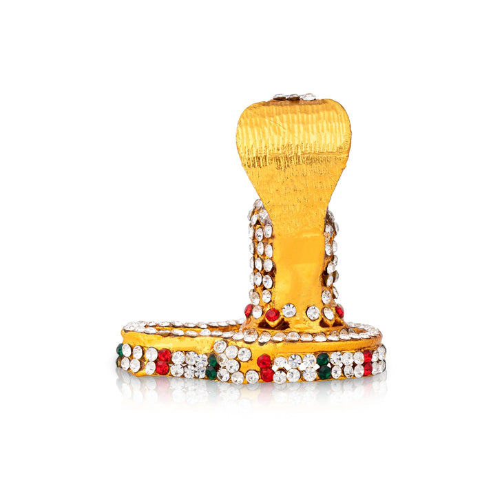 Shiv Ling Murti With Nagam- 2.75 x 2.25 Inch | Multicolour Stone Shiv Ling Idol/ Shiva Lingam Statue For Pooja - Gold Polish Murties