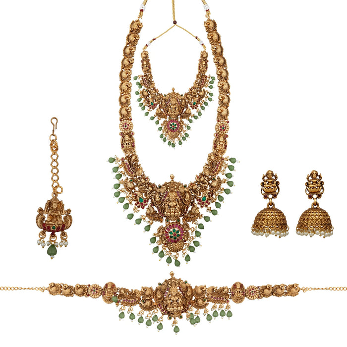 Stone Haram & Stone Necklace Set- 11.5 Inches | Antique Stone Jewelry/ Artificial Jewellery for Traditional Wear
