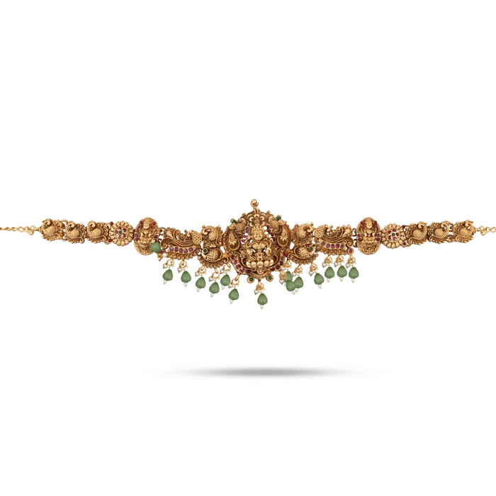 Stone Haram & Stone Necklace Set- 11.5 Inches | Antique Stone Jewelry/ Artificial Jewellery for Traditional Wear