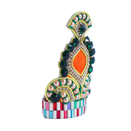 Jari Mukut  - 3.5 x 2.5 Inches |  Kireedam/ Stone Crown/ Multicolour Stone Kiritam for Deity - Head & Face Accessories