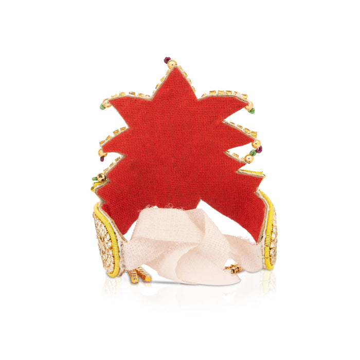 Mukut - 3 x 3.25 | Stone with Jari Crown/ Kireedam for Deity Decor - Head & Face Accessories