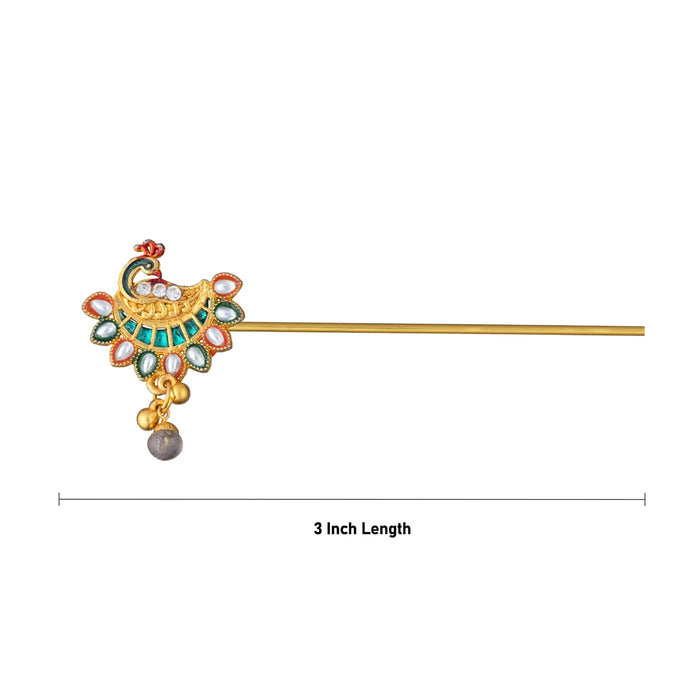 Metal Flute - 3 Inches | Decorative Krishna Bansuri with Peacock Design/ Laddu Gopal Flute for Deity Decor