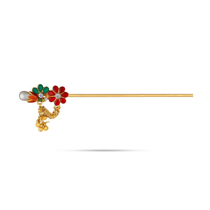 Flute - 4.5 Inches | Decorative Deity Flute/ Stone Krishna Bansuri with Floral Design for Bal Gopal Decor