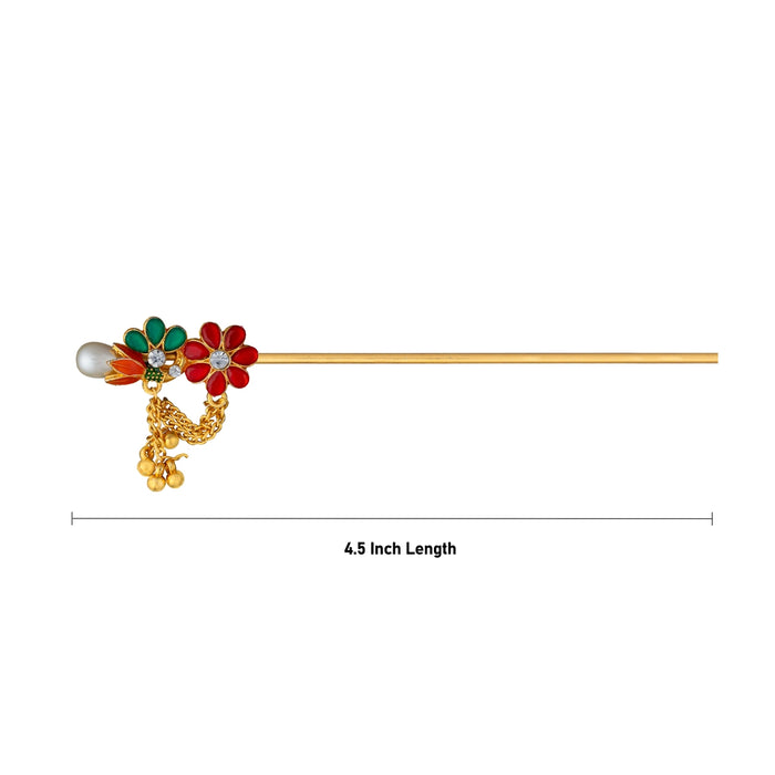 Flute - 4.5 Inches | Decorative Deity Flute/ Stone Krishna Bansuri with Floral Design for Bal Gopal Decor