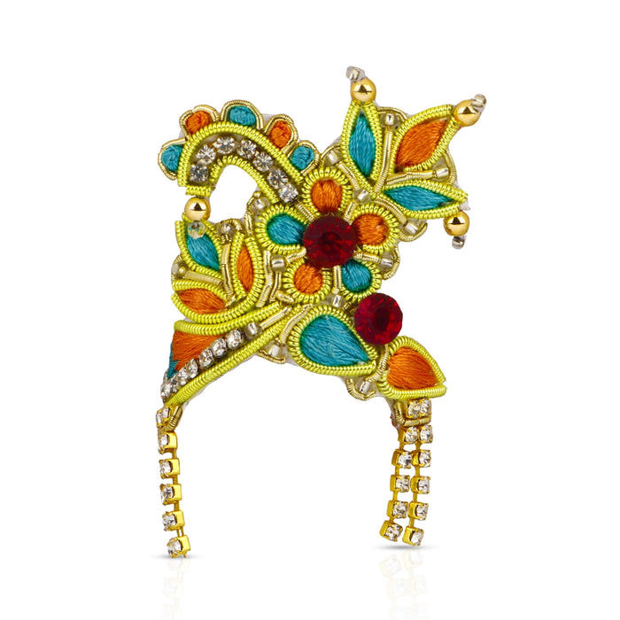 Jari Mukut  - 1.5 x 0.5 Inches |  Kireedam/ Stone Crown/ Multicolour Stone Kiritam for Deity - Head & Face Accessories