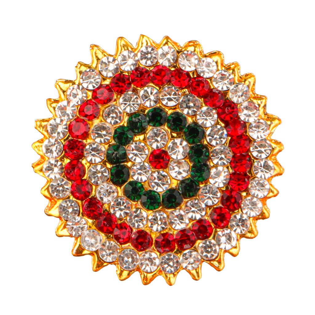 Stone Pottu - 1.25 Inch | Goddess Bindi/ Amman Pottu for Deity/ Assorted Colour & Design