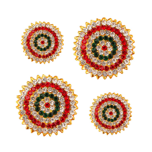Stone Pottu - 1.25 Inch | Goddess Bindi/ Amman Pottu for Deity/ Assorted Colour & Design - Head & Face Accessories
