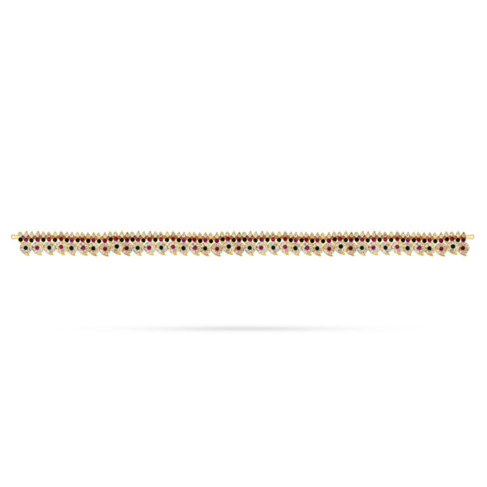 Mango Design Stone Haram - 21 Inches | Artificial Jewelry/ 72 Bit Multicolour Stone Jewellery for Deity - Neck & Body Accessories