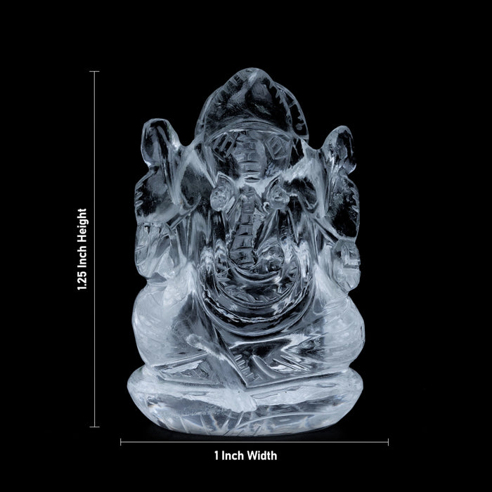 Spatik Vinayaka Murti - 1.25 x 1 Inches | Sphatik Ganpati Murti / Spatika Ganesha Statue for Pooja - Sphatik & Semi Precious Stone Murties