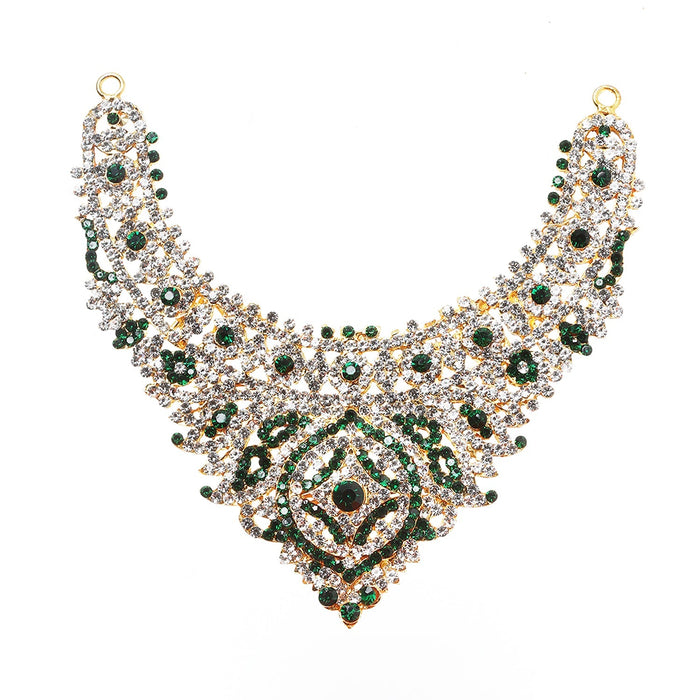 Stone Necklace - 6 Inches White & Green Stone | Multicolour Stone/ Stone Jewellery for Deity