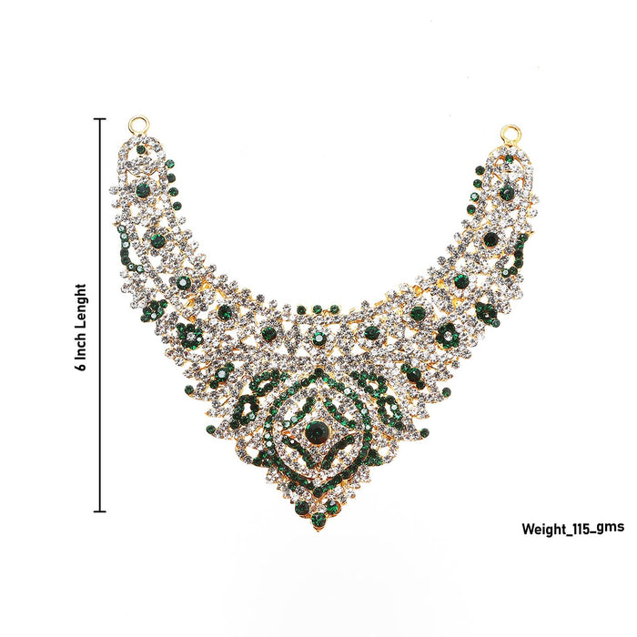 Stone Necklace - 6 Inches White & Green Stone | Multicolour Stone/ Stone Jewellery for Deity