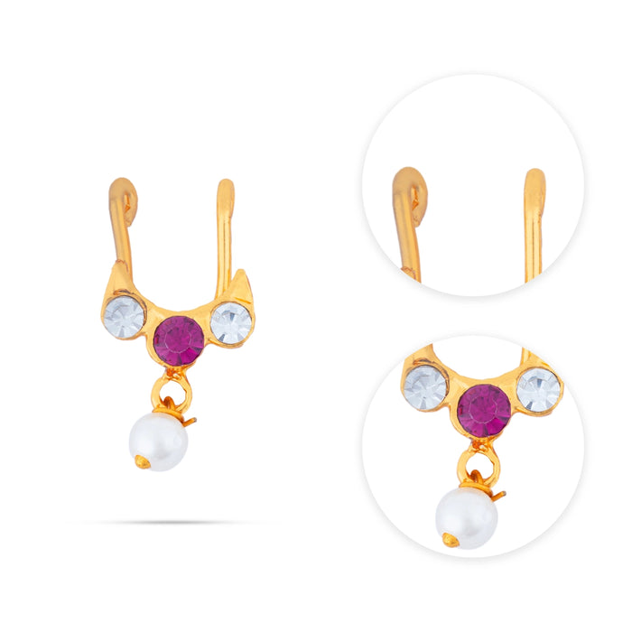 Stone Nose Pin - 1.25 x 0.5 Inch | Stone & Beads Design Nathu Bullaku/ Nose Bullaku for deity - Head & Face Accessories
