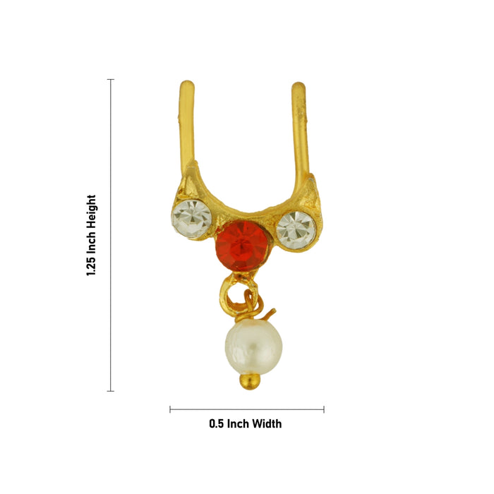 Stone Nose Pin - 1.25 x 0.5 Inch | Stone & Beads Design Nathu Bullaku/ Nose Bullaku for deity - Head & Face Accessories