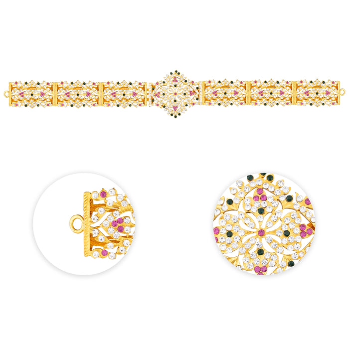 Hip Belt - 13 Inches | Waist Belt/ Stone Jewellery/ Multicolour Stone Belt for Deity - Waist & Leg Accessories