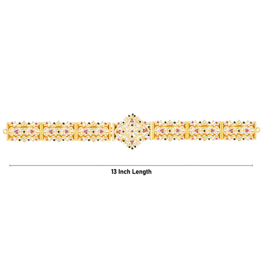 Hip Belt - 13 Inches | Waist Belt/ Stone Jewellery/ Multicolour Stone Belt for Deity - Waist & Leg Accessories