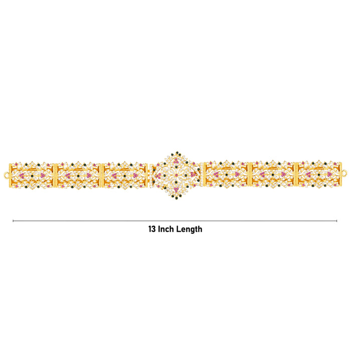 Hip Belt - 13 Inches | Waist Belt/ Stone Jewellery/ Multicolour Stone Belt for Deity - Waist & Leg Accessories