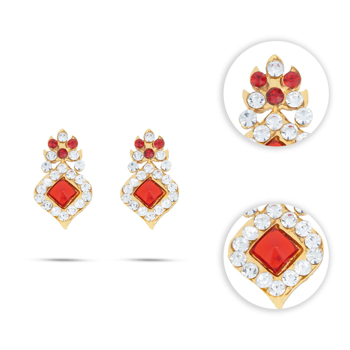 Stone Earring Set - 1 x 0.75 Inches | Stud Earring/ Stone Karnapathiram for Deity Decor