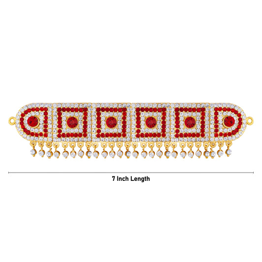 Hip Belt - 1 x 7 Inches | Multicolour Stone Waist Belt/ Stone Jewellery/ Artificial Jewelry for Deity - Waist & Leg Accessories