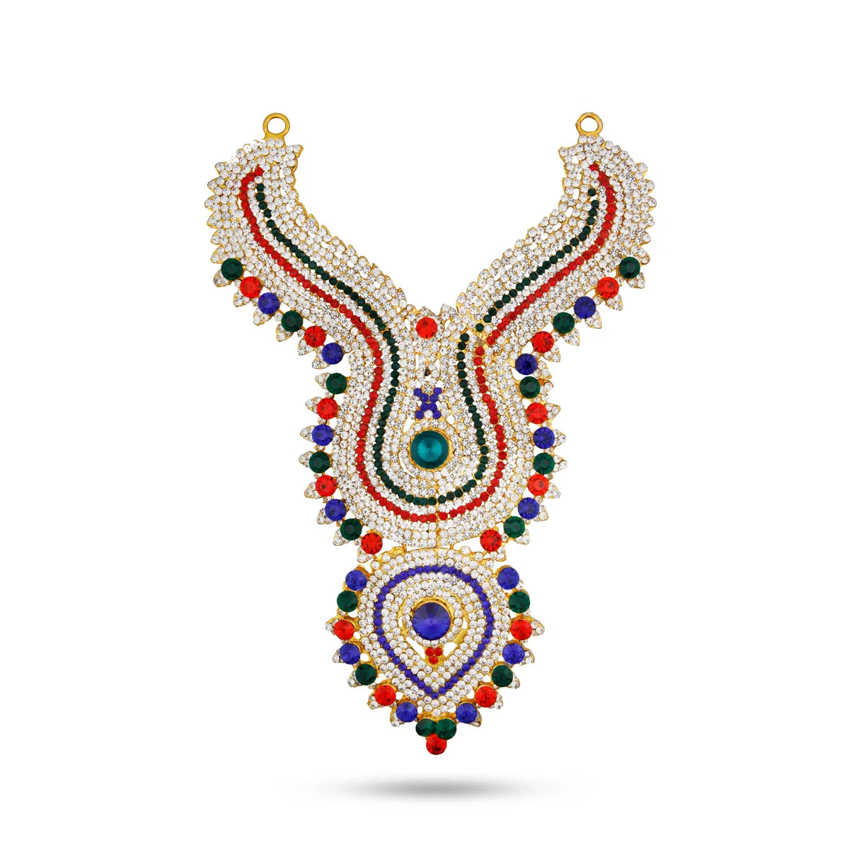 Amman Alangaram Jewellery With Price Stone Necklace 10 Inches Stone Haram/ Multicolour Stone Jewellery For Deity