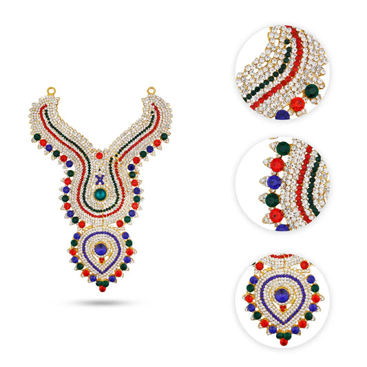Stone Necklace - 10 Inches | Stone Haram/ Multicolour Stone Jewellery for Deity - Neck & Body Accessories