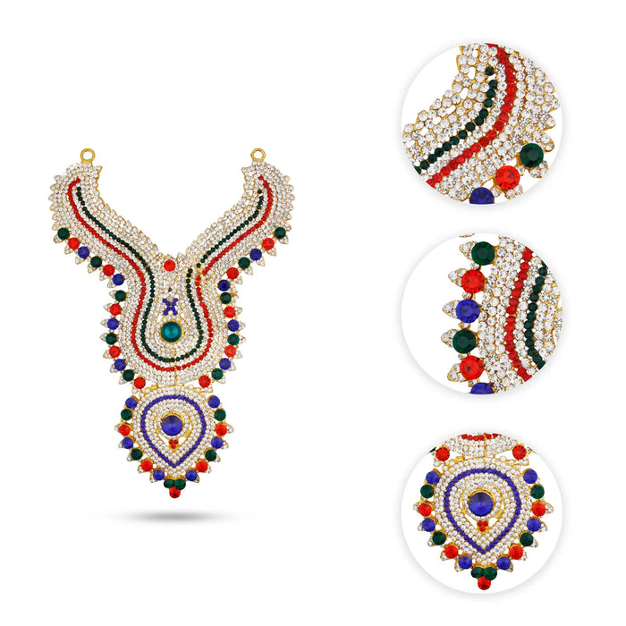 Stone Necklace - 10 Inches | Stone Haram/ Multicolour Stone Jewellery for Deity