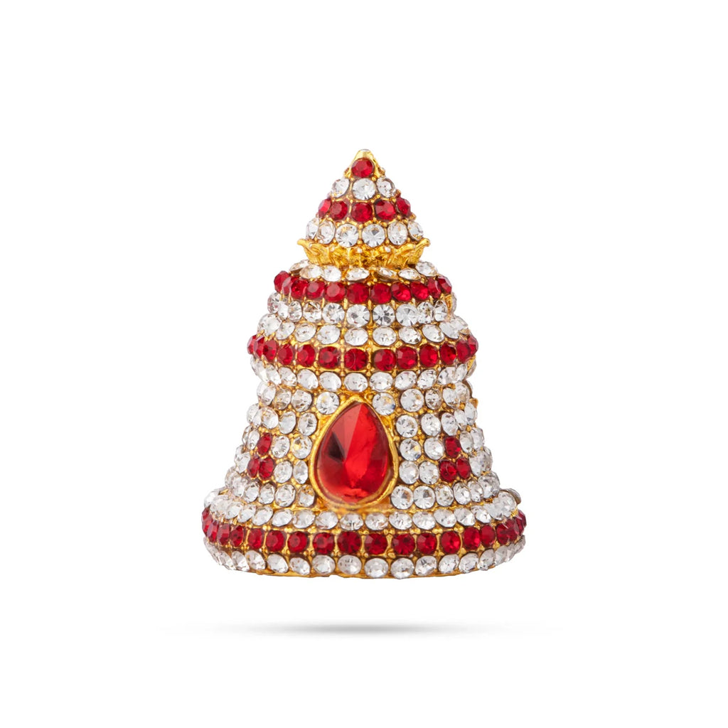 Stone Kireedam - 1.5 x 1.25 Inches | Full Mukut/ Multicolour Stone Kiritam/ Crown for Deity