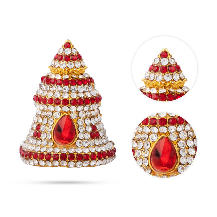 Stone Kireedam - 1.5 x 1.25 Inches | Full Mukut/ Multicolour Stone Kiritam/ Crown for Deity