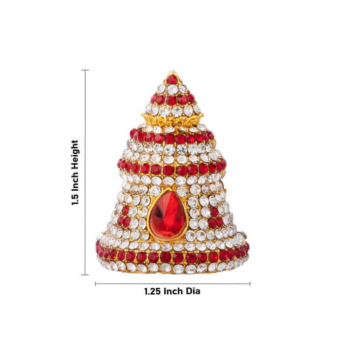 Stone Kireedam - 1.5 x 1.25 Inches | Full Mukut/ Multicolour Stone Kiritam/ Crown for Deity