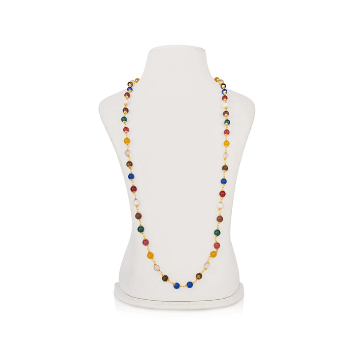Navaratna Mala - 17 Inches | 55 Beads/ Crystal Mala With Gold Cup/ Navarathna Mala for Men & Women