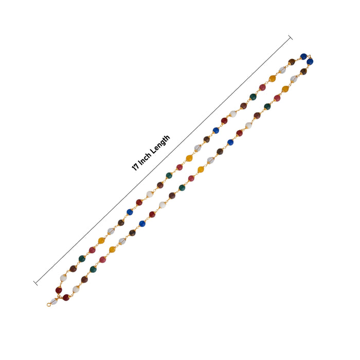 Navaratna Mala - 17 Inches | 55 Beads/ Crystal Mala With Gold Cup/ Navarathna Mala for Men & Women