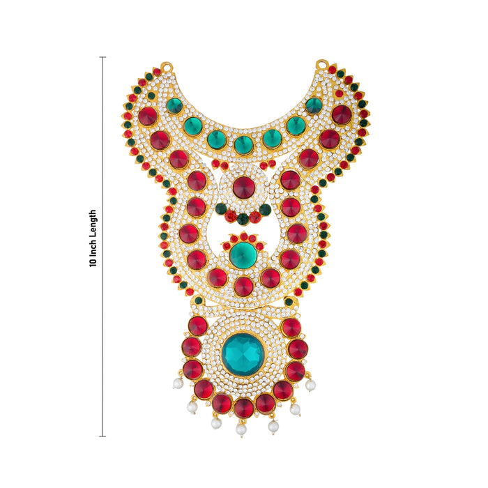 Stone Necklace - 10 Inches | Stone Haram/ Multi Colour Stone Jewellery for Deity - Neck & Body Accessories