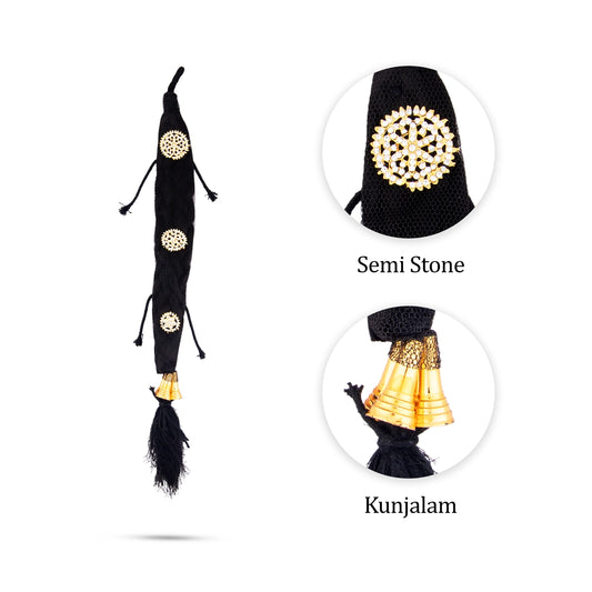 Stone Jadai - 12 Inches | 3 Bit Hair Accessory/ Readymade Jadai/ Hair Extensions for Deity - Head & Face Accessories