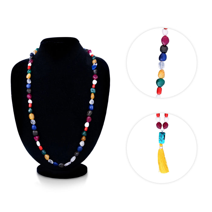 Navaratna Mala With Thread Knot - 15 Inches | Navratna Jewelry/ Navratan Mala For Auspicious Wear - Navaratna Mala, Pendant, Bracelet