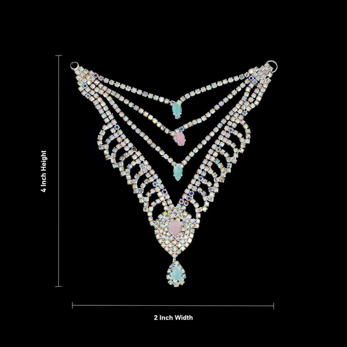 Stone Mala & Stone Crown Pair - 4 x 2 Inches | Multicolour Stone Necklace & Kireedam for Deity Decor - Neck & Body Accessories