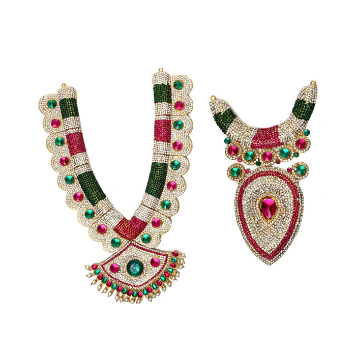 Stone Haram - 15 Inches | Multicolour Stone Jewellery / Artificial Jewelry For Deity - Neck & Body Accessories