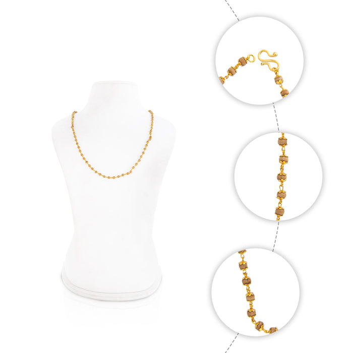 White Tulasi Mala - 11.75 Inches | Artificial Jewelry / Beads Mala / Gold Polish Jewellery for Women - Tulsi Mala, Pendant, Bracelet