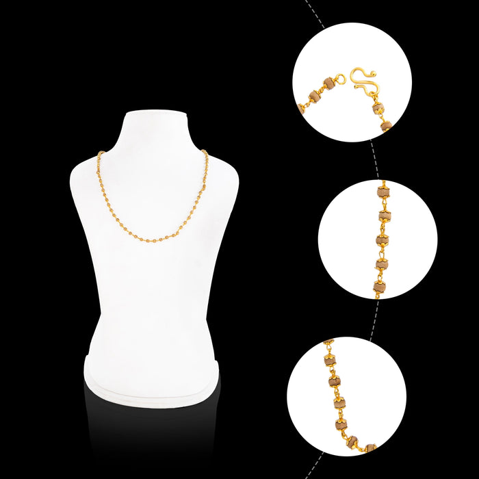 White Tulasi Mala - 11.75 Inches | Artificial Jewelry / Beads Mala / Gold Polish Jewellery for Women - Tulsi Mala, Pendant, Bracelet