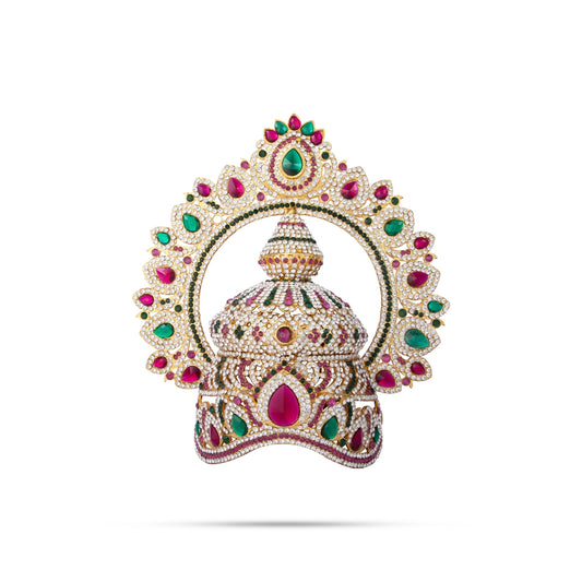Stone Kireetam - 9 x 7.75 Inches | Half Crown/ Kiritam/ Mukut for Deity - Head & Face Accessories