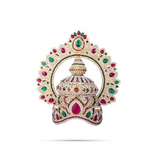 Stone Kireetam - 9 x 7.75 Inches | Half Crown/ Kiritam/ Mukut for Deity - Head & Face Accessories