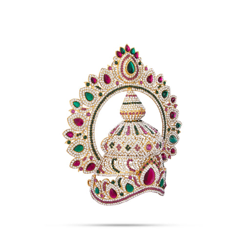 Stone Kireetam - 9 x 7.75 Inches | Half Crown/ Kiritam/ Mukut for Deity - Head & Face Accessories