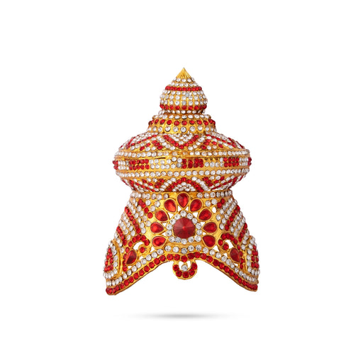 Stone Kireetam - 4.5 x 3.25 Inches | Half Crown/ Kiritam/ Mukut for Deity - Head & Face Accessories