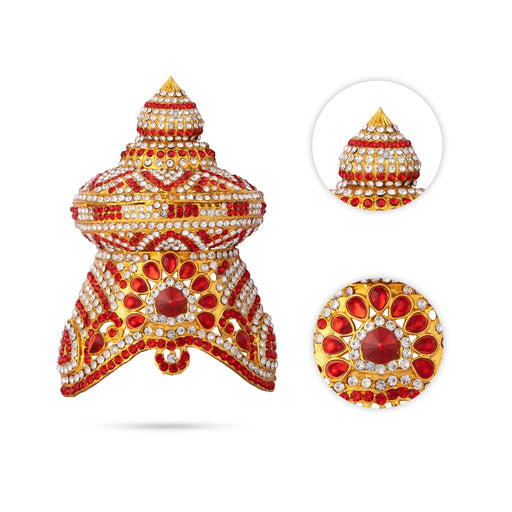 Stone Kireetam - 4.5 x 3.25 Inches | Half Crown/ Kiritam/ Mukut for Deity - Head & Face Accessories