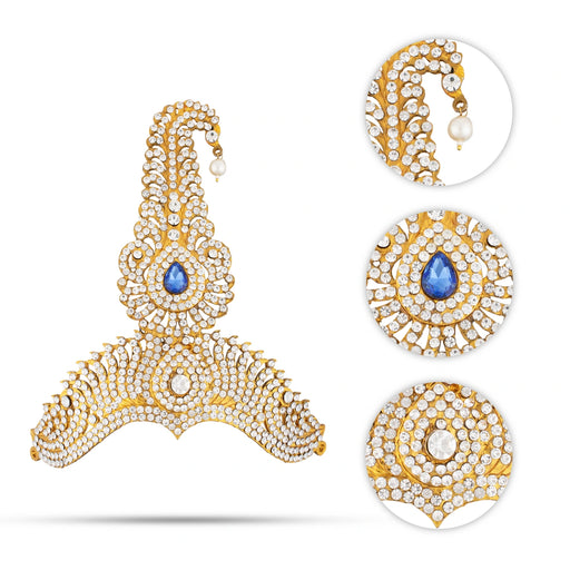 Stone Thura Kireetam - 6 x 5 Inches | Crown/ Kiritam/ Mukut for Deity - Head & Face Accessories