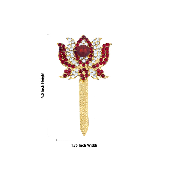 Artificial Lotus Pair - 4.5 x 1.75 Inches | 2 Pcs/ Stone Jewellery/ Artificial Jewelry for Deity Decor - Deity Accessories